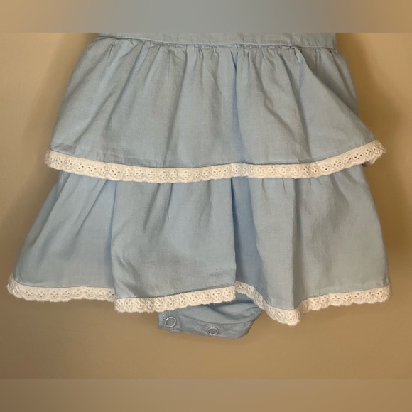 Fantaisie Kids Embroidered Blue Ruffle Bubble Dress 9 Months - Picture 4 of 8